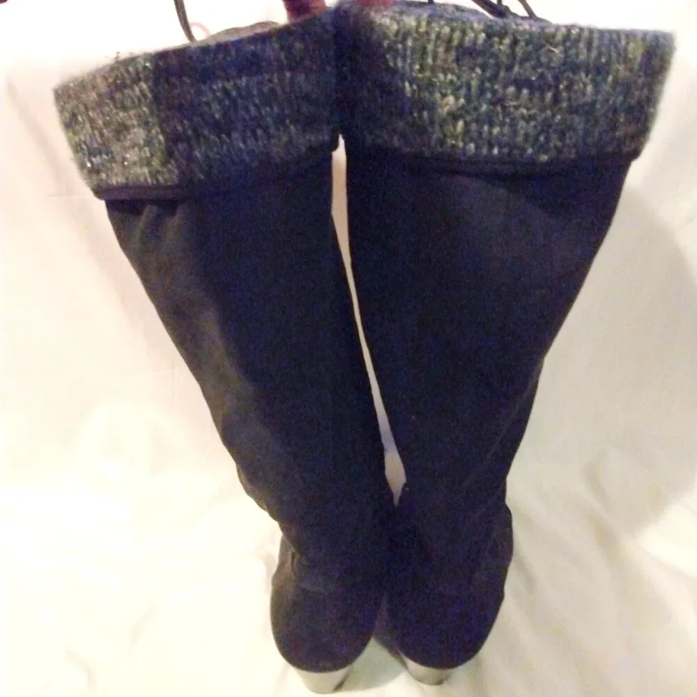 Torrid Black Lace Up Tall Boots 10.5WW Cozycore Streetwear Chunky Heel Combat - Picture 5 of 11